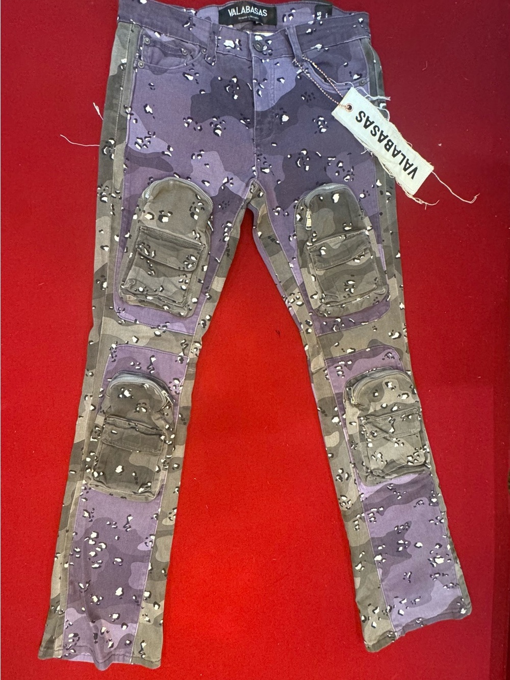 Valabasas Men’s Purple Camo Cargo Jeans